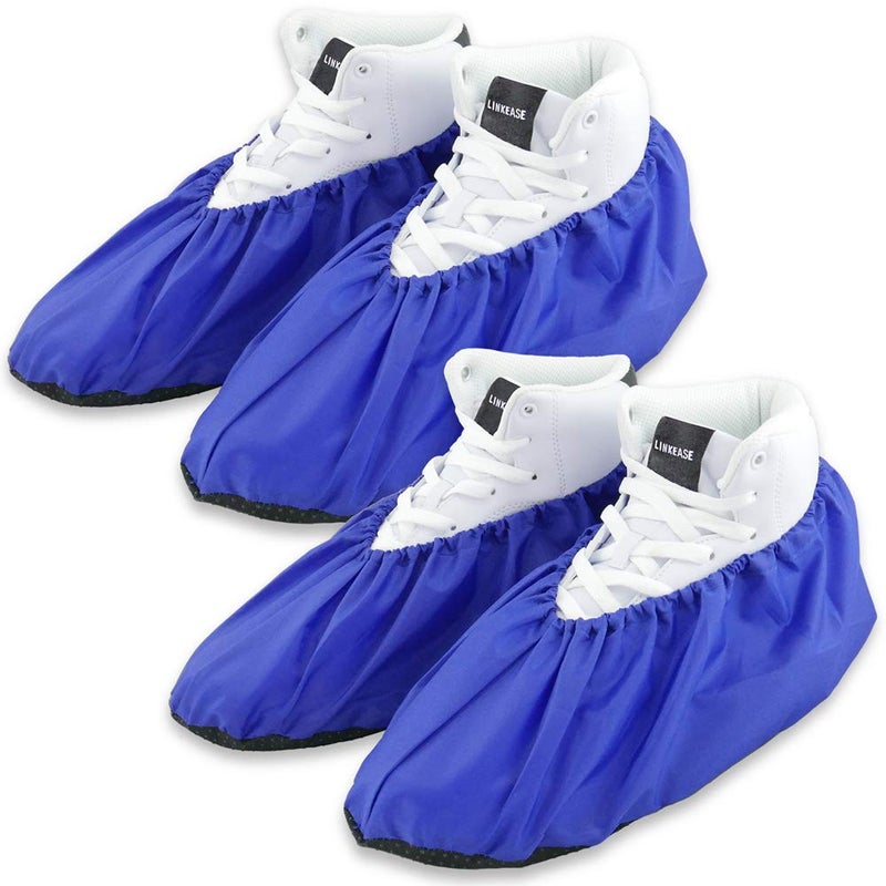 LINKEASE Reusable Boot & Shoe Covers Water Resistant Non Skid and Washable for Real Estate Contractors to Keep Floors Carpets Footwear and Rooms Clean - 2 Pairs (Medium, Blue) - Image 1